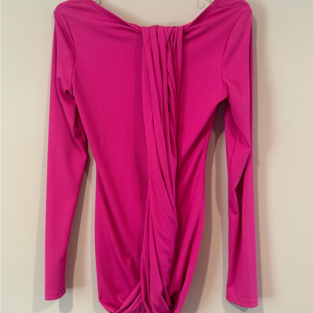 Chic Fuchsia Long Sleeve Bodycon Dress